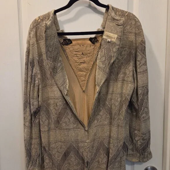Vintage Damianou Gold Metallic Knit Drop-Waist Dress - S - Picture 8 of 12